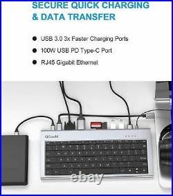USB C HUB Adapter, QGeeM 11 in 1 USB C Docking Station with Keyboard, USB C to