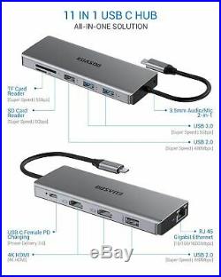 USB C HUB, EUASOO 11 in 1 Triple Display USB C Adapter Docking Station with 2 HD