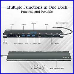 USB C Hub, 12 in 1 Multi-Port USB 3.0, Secure Docking Station with Charging Powe