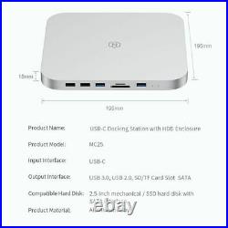 USB C Hub 5Gbps SATA Hard Drive Enclosure SSD Case Docking Station For MacBook