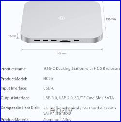 USB-C Hub with Hard Drive Enclosure, Hagibis Type-C Docking Station & Stand for