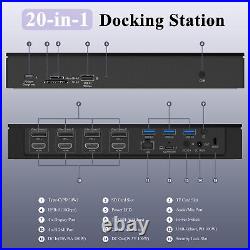 USB C Laptop Docking Station Quad 4K Dual 5K@60Hz Display 180W Power Adapter