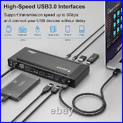 USB C Universal Dual 4K Monitor Laptop Docking Station HDMI DP Thunderbolt 3