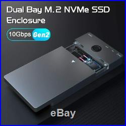 USB Type C 10G to NVME Dual-Bay NVME Docking Station Dual Bay M. 2 NVMe SSD Enclo