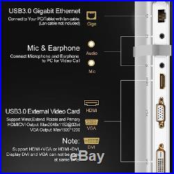 Ugreen USB3.0 Hub to HDMI DVI VGA Converter Ethernet SD Card Reader Dock Station