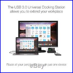 Universal Docking Station Dual Video Monitor Display DVI & HDMI MIC USB LAN