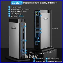 WAVLINK USBC 15in1 Docking Station 3 HDMI Triple Monitor 4K60Hz 100W PD 5 USB WAVLINK USBC 15in1 Docking Station 3 HDMI Triple Monitor 4K60Hz 100W PD 5 USB
