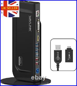 WAVLINK USB 3.0 / USB C Universal Dual Display Docking Station Support HDMI and