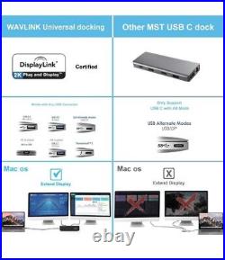 WAVLINK USB 3.0 Universal Dual Display Laptop Docking Station, 6 USB Ports