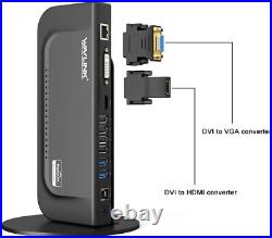 WAVLINK USB 3.0 Universal Dual Display Laptop Docking Station HDMI, 6 USB Ports