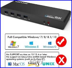 WAVLINK USB C 5K Dual 4K Docking Station 2×HDMI DisplayPort 6×USB 3.0 Audio Mic