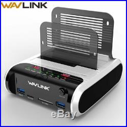 Wavlink 2.5 3.5 inch USB 3.0 SATA Dual-Bay Hard Drive Docking Station w Offline