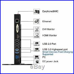 Wavlink USB 3.0 Universal Dual Display Docking Station Support HDMI DVI VGA