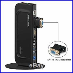 Wavlink USB 3.0 Universal Dual Display Docking Station Support HDMI DVI VGA