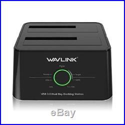 Wavlink Usb 3.0 To Sata Dual-Bay Hard Drive Docking Station For 2.5 /3.5 New